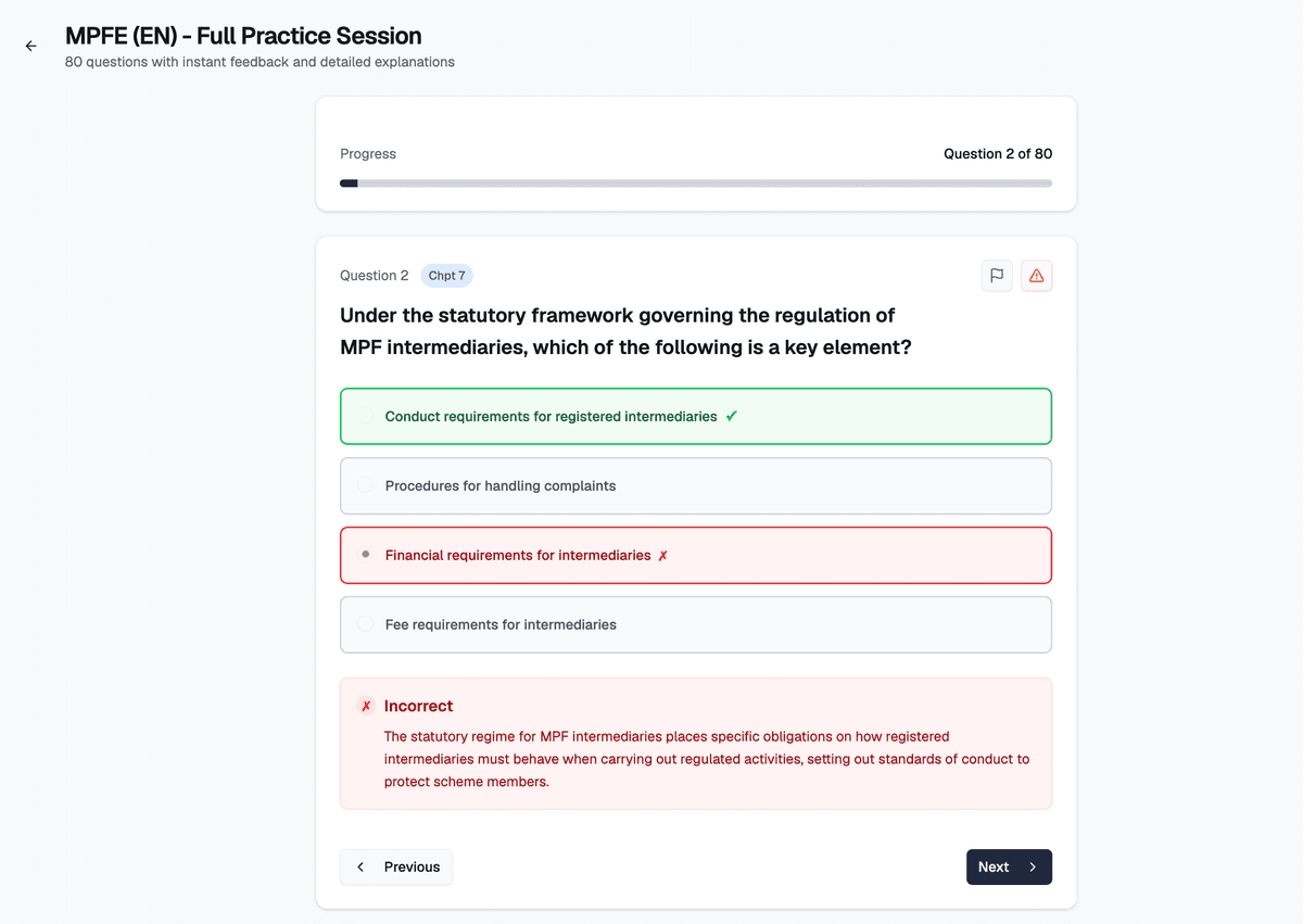 Real practice mode view from ExamPrep.hk