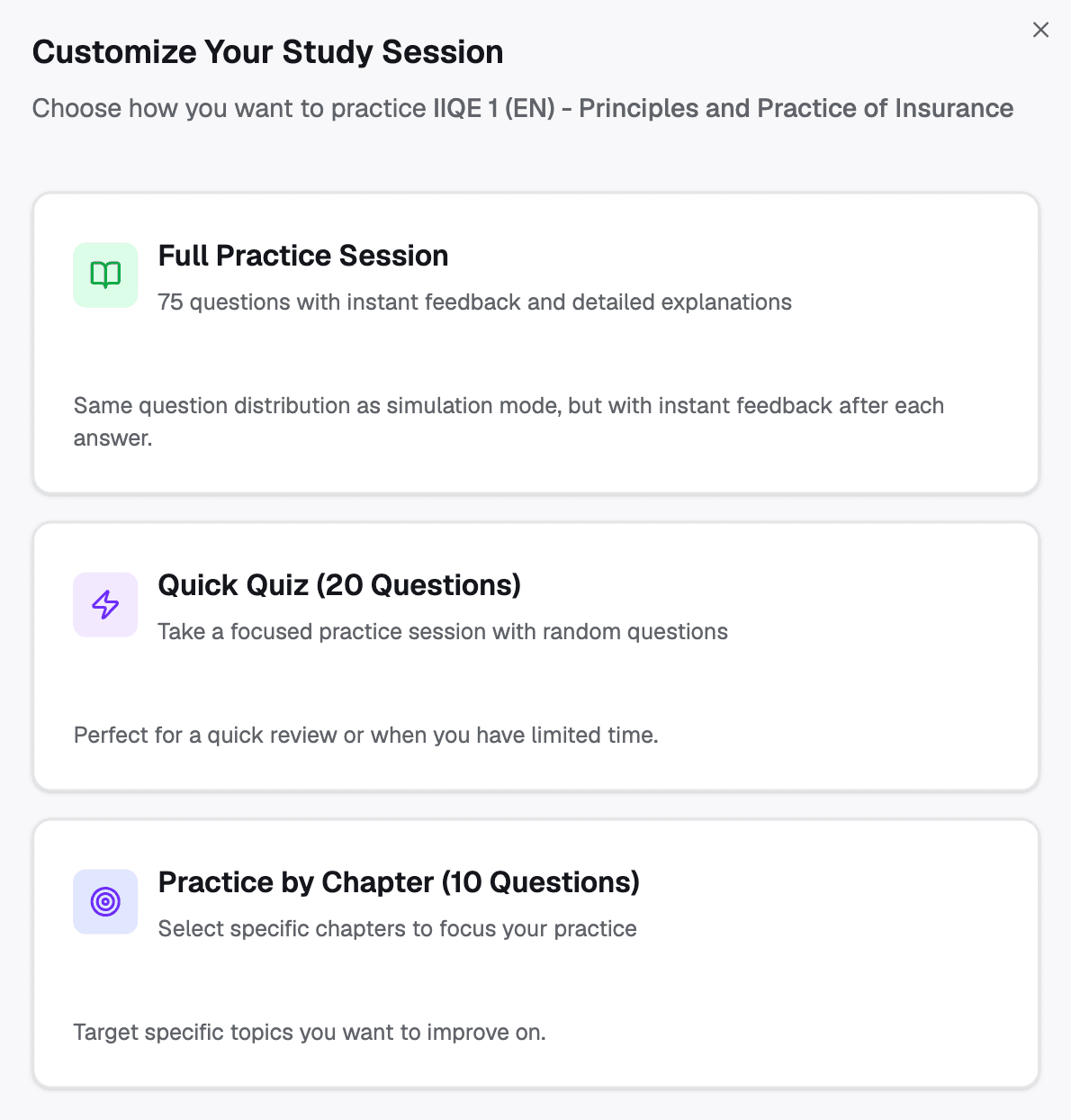 Customize your study session