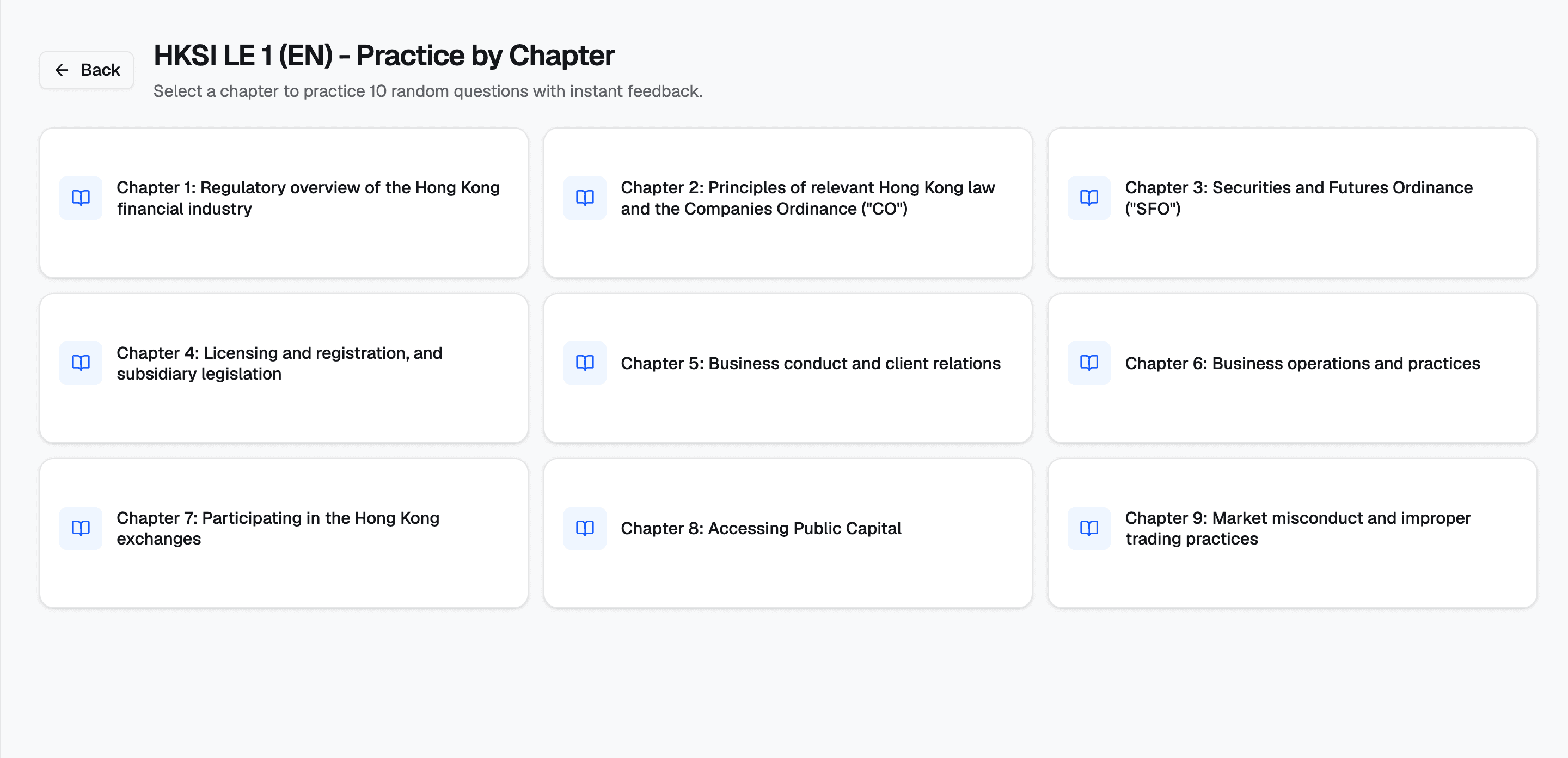 Practice by chapter