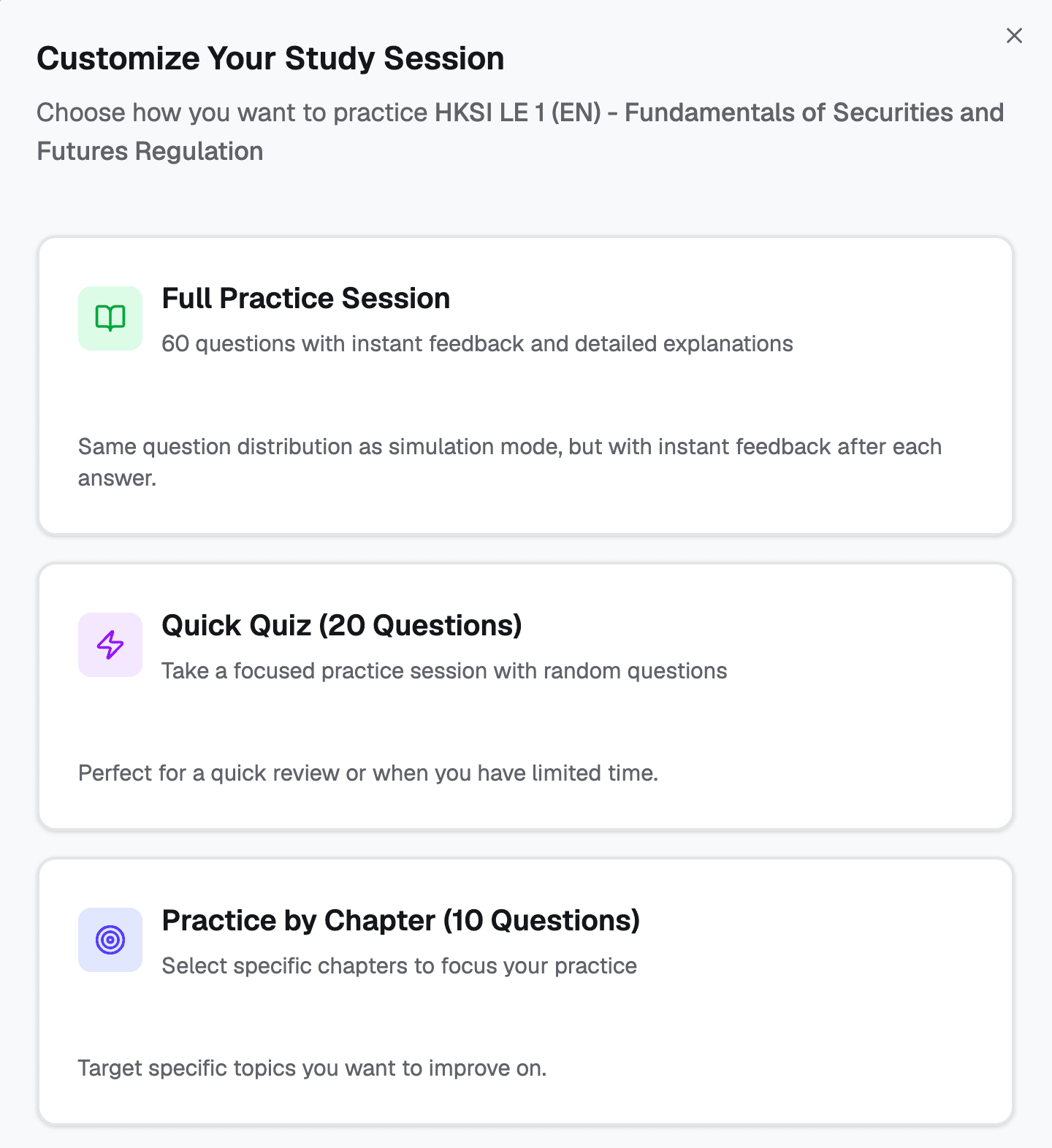 Customize your study session
