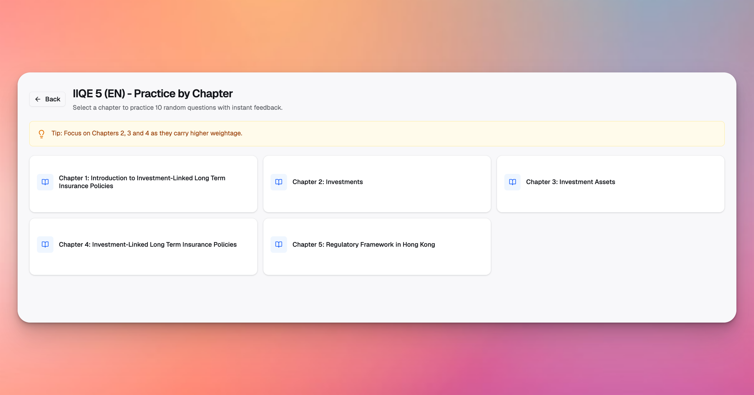 IIQE Paper 5 Practice by Chapter